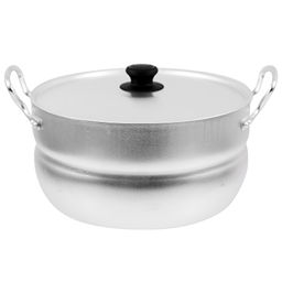 Кастрюля алюминиевая 6л, д26см, h13,5см, s1,5мм, матовая, сферическая форма, 2 металлические ручки, металлическая крышка (Россия)