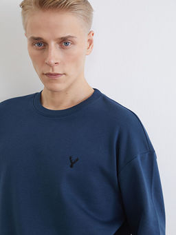 Bisiklet Yaka Erkek Kal?n Sweatshirt