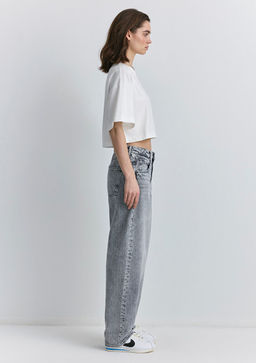 Mavi Patch Logo Bask?l? Beyaz Crop Tisort  фото 4