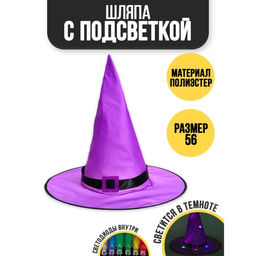 Шляпа карнавальная «Колдунья» с диодами, фиолетовый