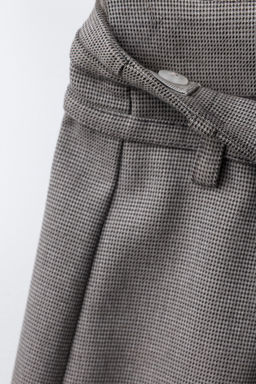 DOUBLE BELT HOUNDSTOOTH WIDE-LEG TROUSERS - Zara фото 4