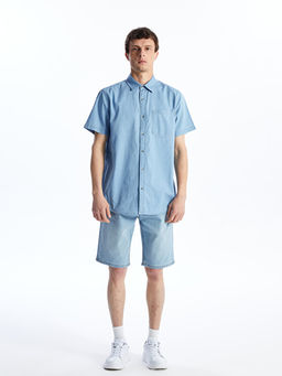 Regular Fit K?sa Kollu Erkek Jean G?mlek