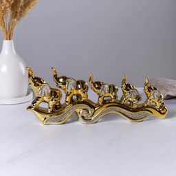 Статуэтка Слоны 32х12 см / W732-1 /уп 24/золото - Галеонтрейд фото 2