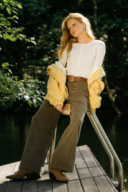 Брюки вельветовые "Хаки" женские