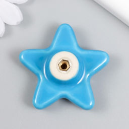 Ручка для шкатулки керамика, металл Звёздочка голубая 4,9х4,9х2,2 см - Simaland фото 3