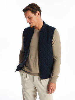 Standart Kal?p Dik Yaka Erkek Triko Yelek