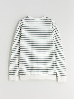 Bisiklet Yaka ?izgili Erkek ?ocuk Sweatshirt