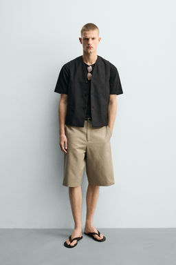 BERMUDA RELAXED FIT ALGOD?N - LINO / tostado