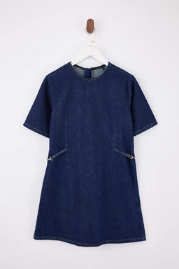 Mavi DOKUMLU Aksesuar Detayl? Mini %100 Pamuk Denim Elbise TWOSS26EL00032 - Trendyolmilla фото 5