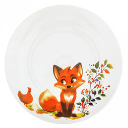 Тарелка мелкая фарфоровая "Лисичка" д175мм, h25мм, гладкий край (Россия)