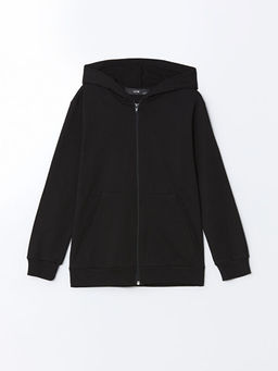 Kap??onlu K?z ?ocuk Fermuarl? Sweatshirt