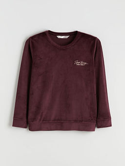 Bisiklet Yaka Nak??l? Kad?n Kadife Pijama ?st