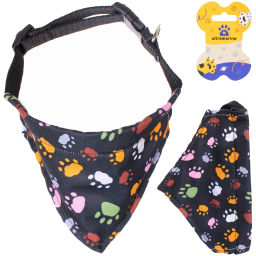 Цена за 4 шт. Ошейник с банданой для кошек и собак мелких пород "Стильный БРО", принт лапки, рM, 20*13см (лейбл)