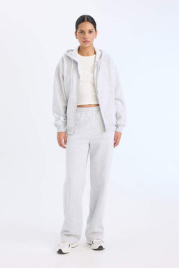 Relax Fit Kapusonlu Cepli Basic Duz Fermuarl? Sweatshirt - Defacto фото 3