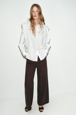 HOODED SHIRT WITH CONTRASTING HOODIE - Zara фото 8