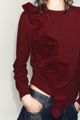 FLORAL TEXTURED KNIT JUMPER - Zara фото 3