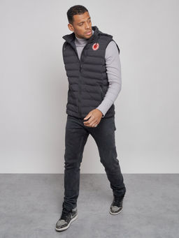 Жилетка мужская утепленная с капюшоном черного цвета 886Ch - YUNDA фото 11