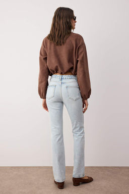 TRENDYOLMILLA Ac?k Mavi More Sustainable Yuksek Bel Flare Jeans TWOAW23JE00657  фото 4