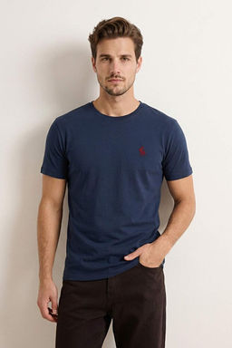 Lacivert-Beyaz Regular/Rahat Kesim 2li Paket %100 Pamuk T-Shirt TMNSS26TS00023 - Trendyolmilla фото 2