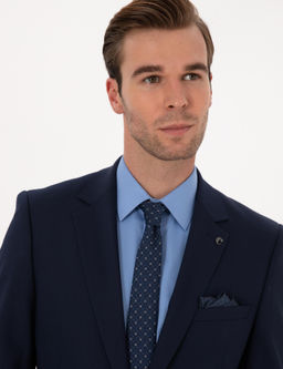 Lacivert Slim Fit Tak_m Elbise - Cacharel фото 2