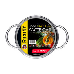 Кастрюля со стек. кр. 1,0л; 14*7 см Linea BIMBO vitro нерж. арт. 93-BIMv-03
