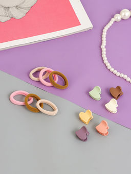 Цена за 6 шт. Набор для волос «Солнышко», 16 шт.: 6 резинок, 10 крабиков, сердца