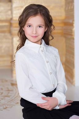Молочная школьная блуза Mooriposh, модель 0653 фото 2