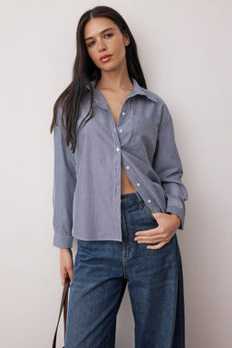 Bordo Cizgili Oversize/Genis Kal?p Gomlek TWOAW26GO00126 - Trendyolmilla фото 5