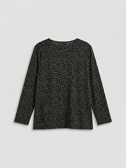 Ka??k Yaka Leopar Desenli Kad?n Ti??rt