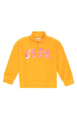 K_z _ocuk Turuncu Yar_m Fermuarl_ Pul Payetli Sweatshirt - U.s. polo assn фото 4