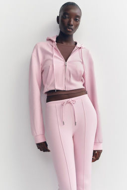 STITCHED INTERLOCK BELL BOTTOM TROUSERS - Zara фото 3