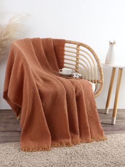 Плед с бахромой «Этель» Teracotta, 130×160 см, коричневый