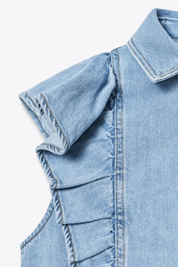 Z1975 DENIM SHIRT WITH RUFFLES - Zara фото 6