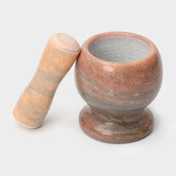 Ступка с толкушкой «Мрамор», из натурального камня, цвет коричневый