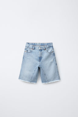 RELAXED BAGGY STAR PATCH DENIM BERMUDA SHORTS