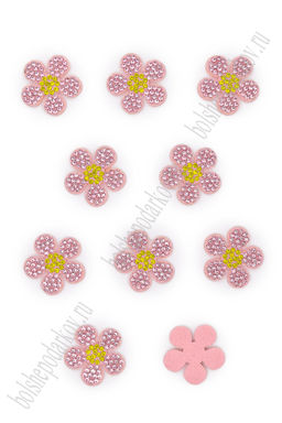 Патчи из фетра со стразами "Цветочек" 2,6 см (12 шт) SF-7699, светло-розовый