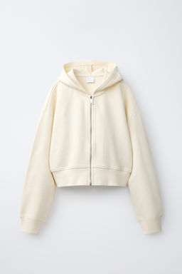 SUDADERA CAPUCHA CROPPED / Crudo