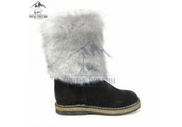 Детские унты, голубая норка, войлочная подошва