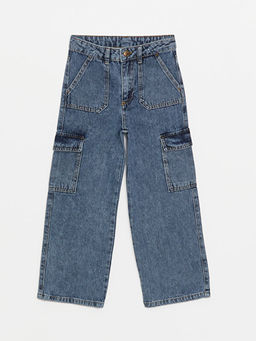 Wideleg K?z ?ocuk Kargo Jean Pantolon