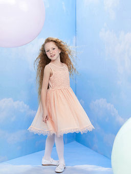 Bisiklet Yaka Dantel Detayl? K?z ?ocuk Elbise