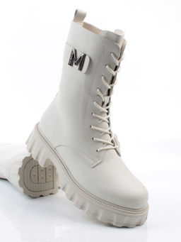 04-PAX27-2Z MILK Ботинки зимние женские (натуральная кожа, 100% шерсть)