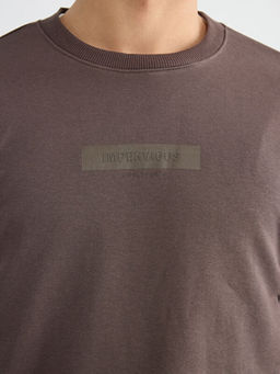 Bisiklet Yaka Bask?l? Erkek Sweatshirt