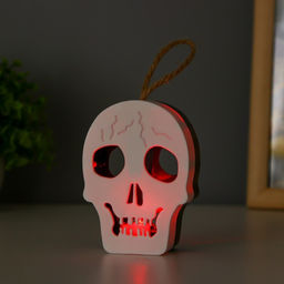 Цена за 12 шт. Фигурка световая RISALUX «Череп», LED-ночник, 1 Вт, RGB, от батареек LR1130, бело-чёрный, 9.5×4×5 см