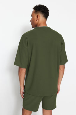 TRENDYOL MAN Kahverengi Premium Oversize Bisiklet Yaka K?sa Kol Dokulu K?r?smaz Ottoman T-Shirt TMNSS23TS00081 - Trendyolmilla фото 34