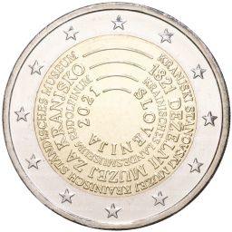 Монета 2 евро 2021 года Словения  200 лет Национальному музею Словении