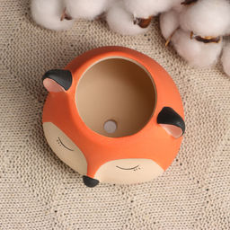 Фигурное кашпо для цветов «Добрый лис», 9×9×7 см, керамика, оранжевое, бежевое