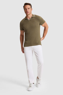 Erkek Haki Slim Fit Polo Yaka Triko Ti__rt