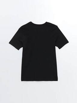 Bisiklet Yaka K?sa Kollu Bask?l? Penye Erkek Ti??rt - Waikiki фото 2