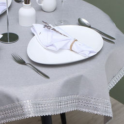 Скатерть Этель со стразами, 85×85 ±5 см, цвет серый, п/э
