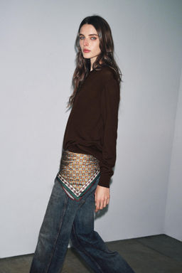 100% WOOL KNIT V-NECK SWEATER - Zara фото 3